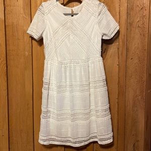 White Lined shirt sleeve dress